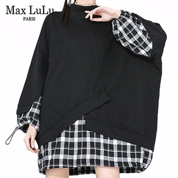 

Max LuLu 2020 New Korean Fashion Designer Ladies Loose Tops Plaid Patchwork Casual Shirts Vintage Oversized Streetwear Blouses