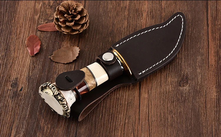 Дропшиппинг Дамаск 58 твердость прямой нож с фиксированным лезвием нож для выживания сабельный уличный охотничий нож ручка Олений Рог