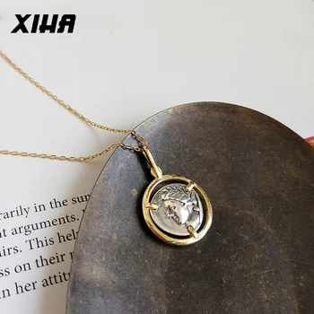 

Gold Color Ancient Roman Coin Necklace for Women 925 Sterling Silver Necklaces Pendant Choker Gothic Statement Boho Jewelry