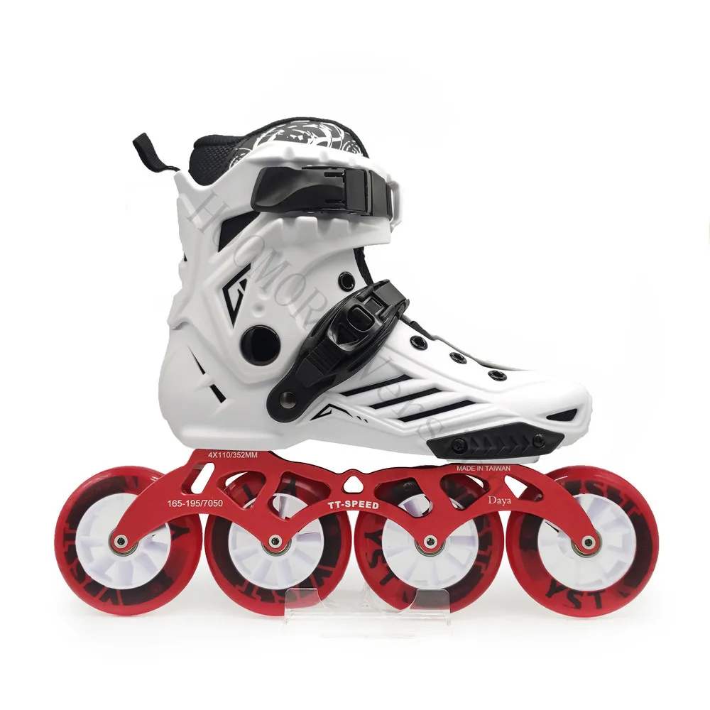 ROSELLE 4-wheels 90mm 100mm 110mm Inline Speed Skates Race Skating Patins for Street Long Distance High Ankle Boots 4X110 Roller