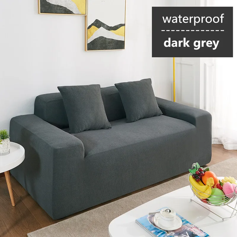 Универсальный Эластичный все включено пух водонепроницаемый чехол для дивана секционная защита для дивана одноцветные подлокотники - Цвет: Темно-серый