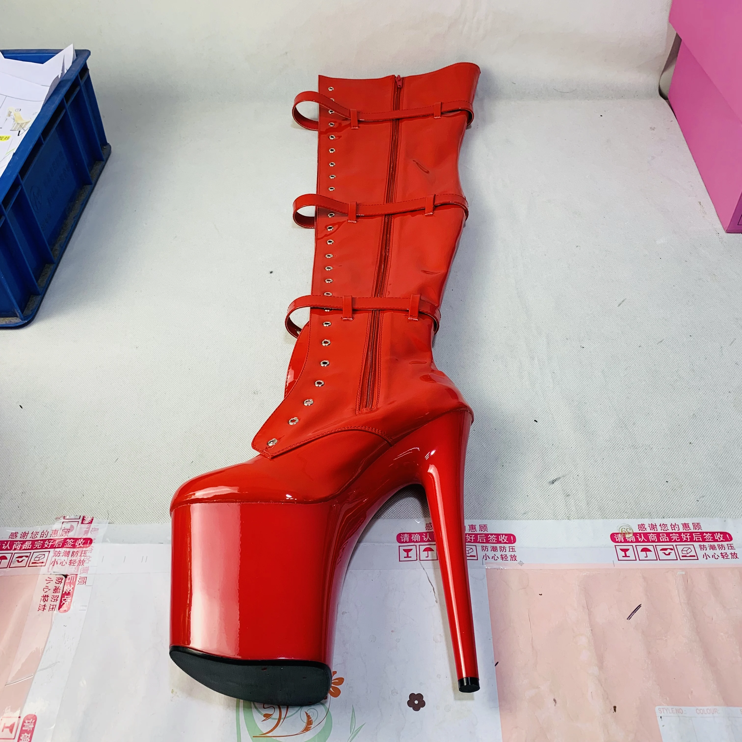 20cm high heels for sexy women.Side zipper lace-up over knee boots, 8 inch pole dancing practice show boots