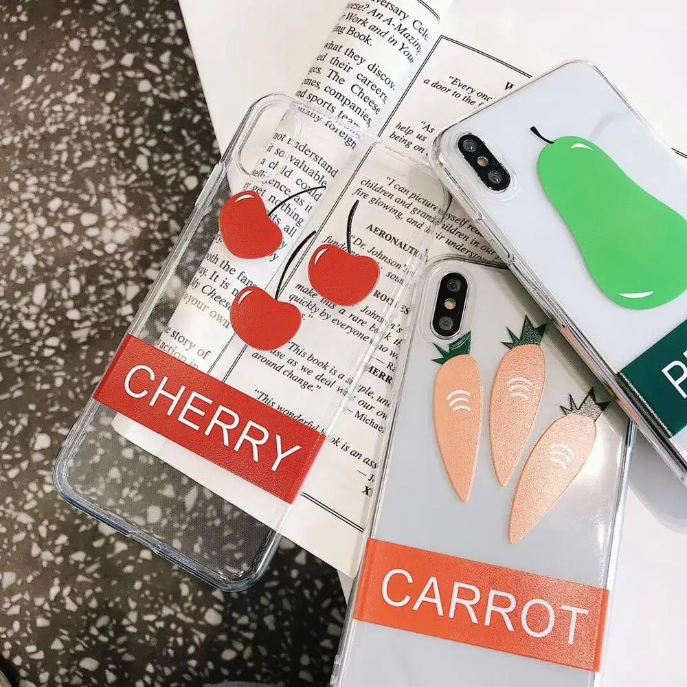 ORYKSZ прекрасный вишня редис прозрачный силиконовый чехол для телефона IPhone X S Max