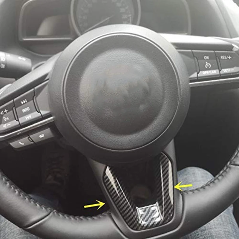Спорт углеродного волокна печать на автомобильный Руль Накладка для Mazda 3 6 CX 5 9
