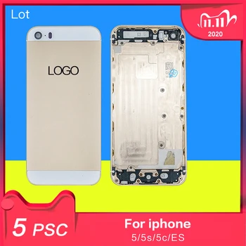 

5 psc lote For iphone 5 5s ES housing back glass replacement cell mobile phone spare parts With LOGO