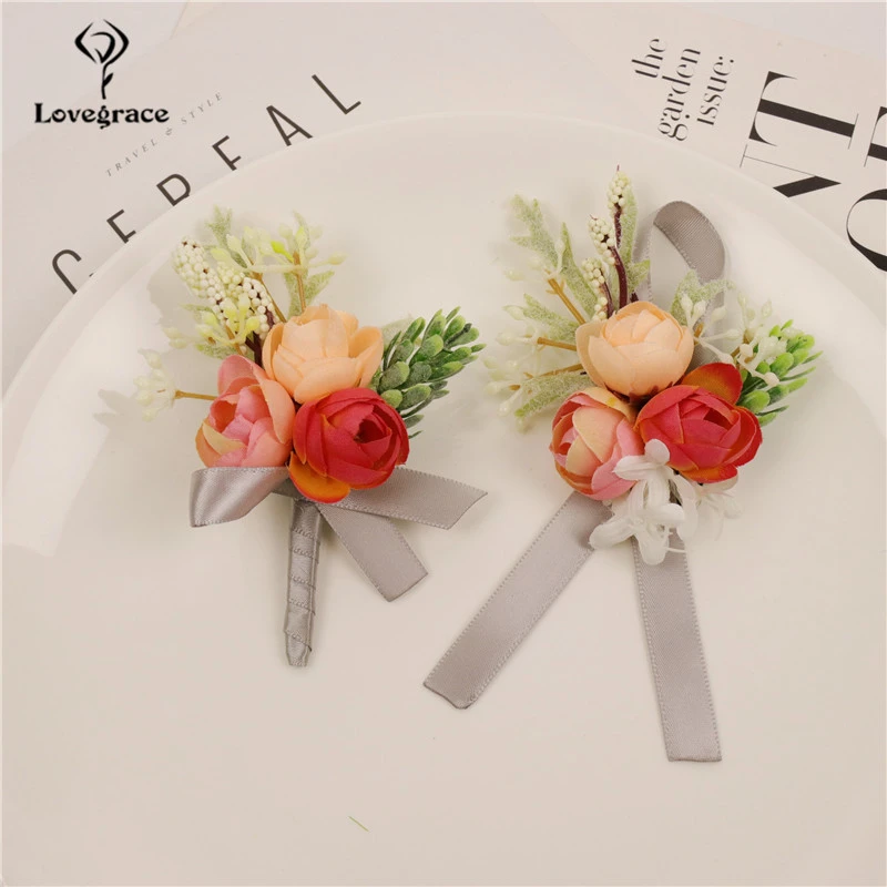 Silk Rose Hydrangea Wedding Boutonniere Groom Corsage Bracelet Flower Bridesmaids Corsages Boutonniere Wedding Marriage Corsages| - AliExpress