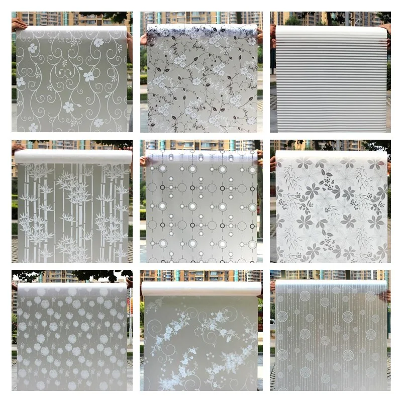 Decorative Privacy Vinyl Window Adhesive Film Window Sticker Decals Waterproof Sun UV Protection Bamboo Sliding Door Bathroom