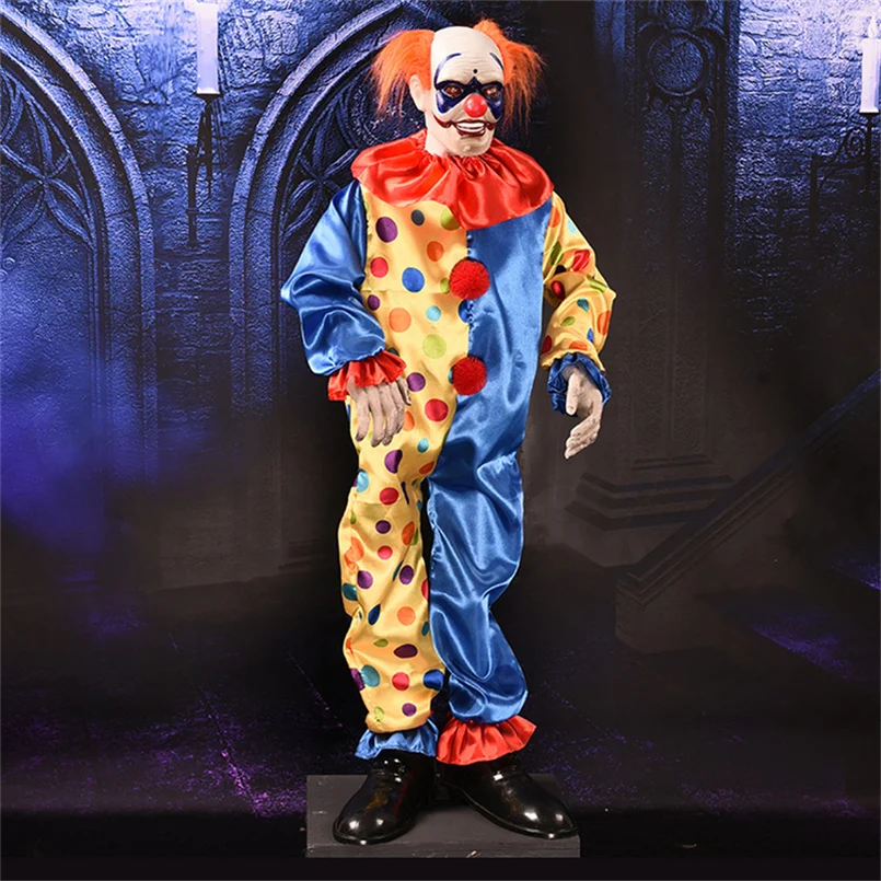 

Standing Clown Electric Halloween Horror Props Haunted House Escape Animated Skeleton Halloween Decoration Scary Skull Ghost