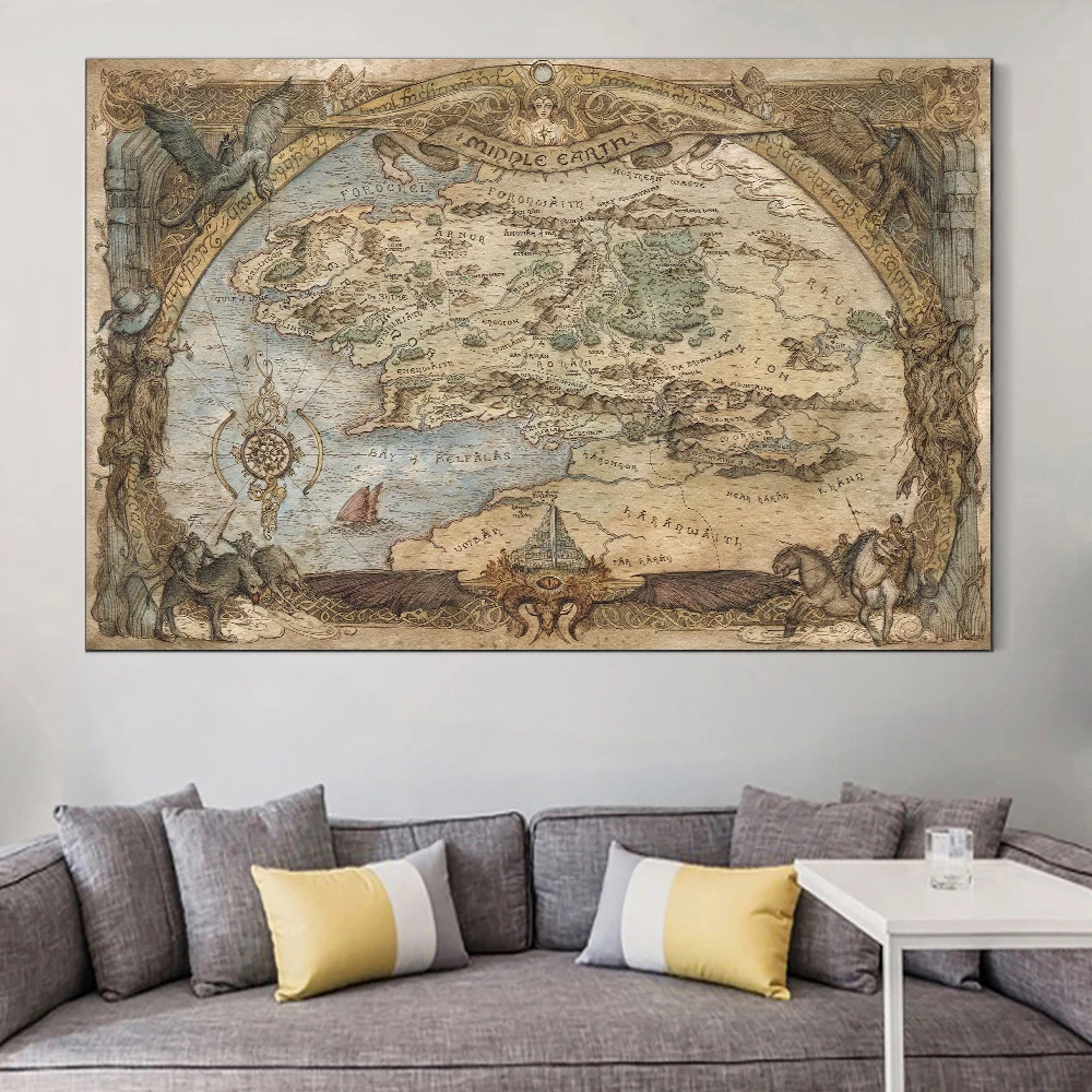 Westeros And Essos Treasure World Map Art Canvas Painting Art Posters and Prints on The Wall for Living Room Home Decoration