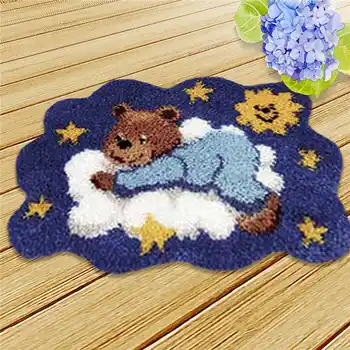 

Latch Hook Rug Kits Needlework Unfinished Crocheting Rug Yarn Cushion Mat Sleeping Cute bear Embroidery Carpet DIY Decor For kid