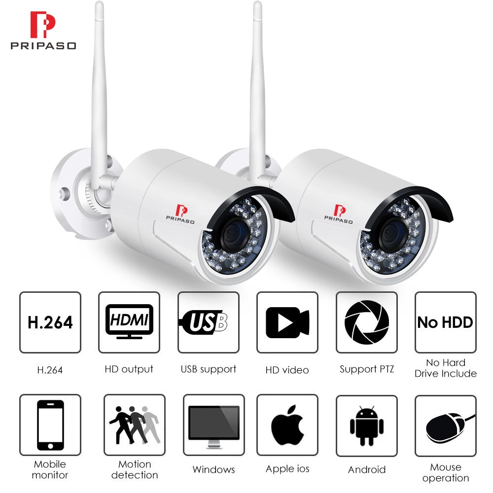 Pripaso Full HD 1080P 2.0MP ip-камера Camhi Wi-Fi ip-камера Водонепроницаемая bullet-камера для наружного наблюдения Домашняя безопасность ночное видение CCTV Cam