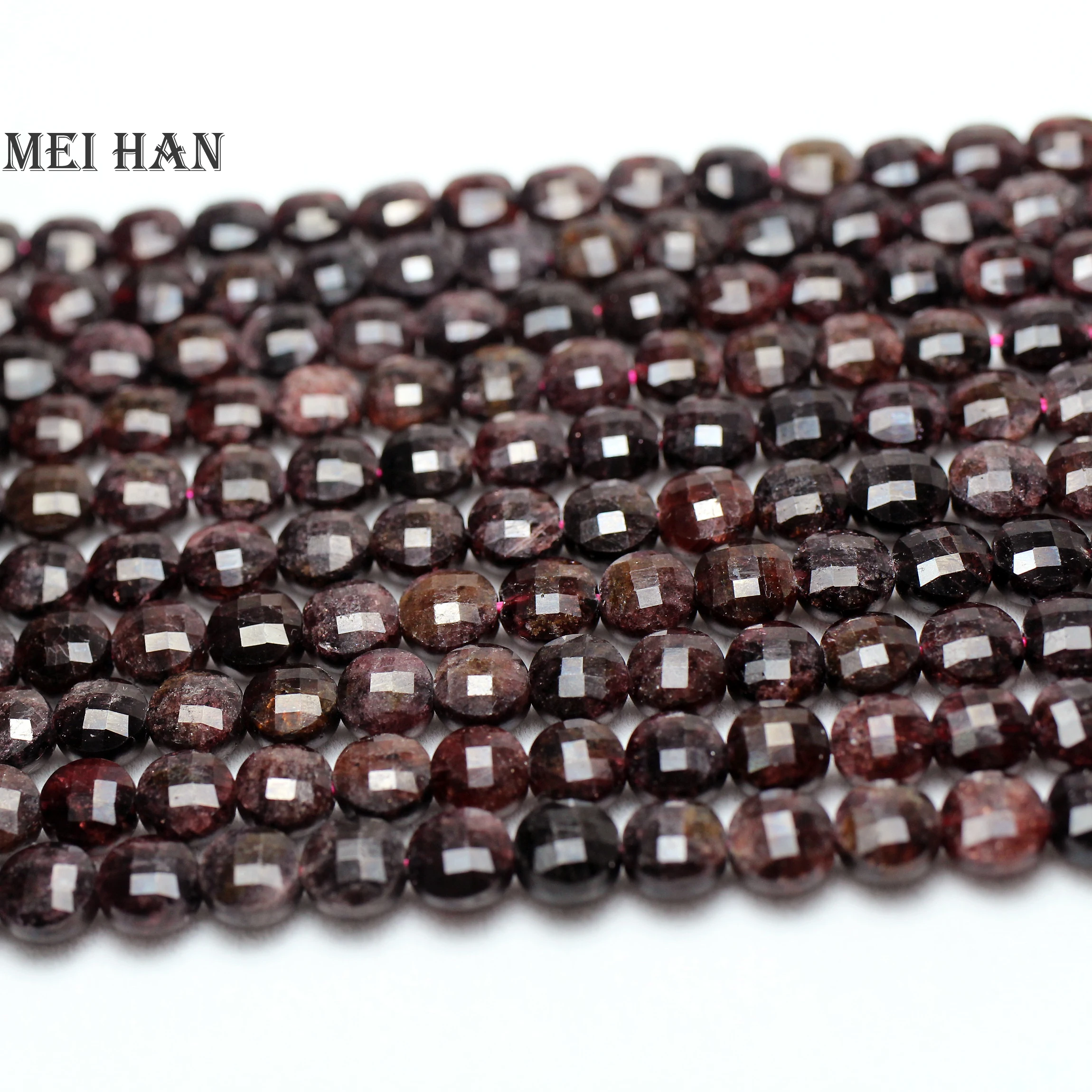 

Meihan Wholesale natural Red garnett 4*7mm faceted flat round (2 strands/set) loose beads stone for jewelry design