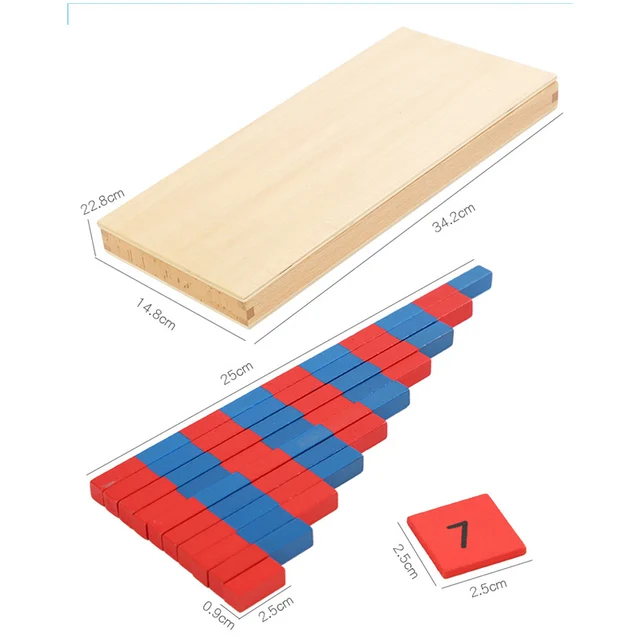Baby Toy Numerical Rods Montessori Mathematics Red & Blue Rods Bar Math Toy Learning & Education Classic Wood Kids Toys 6