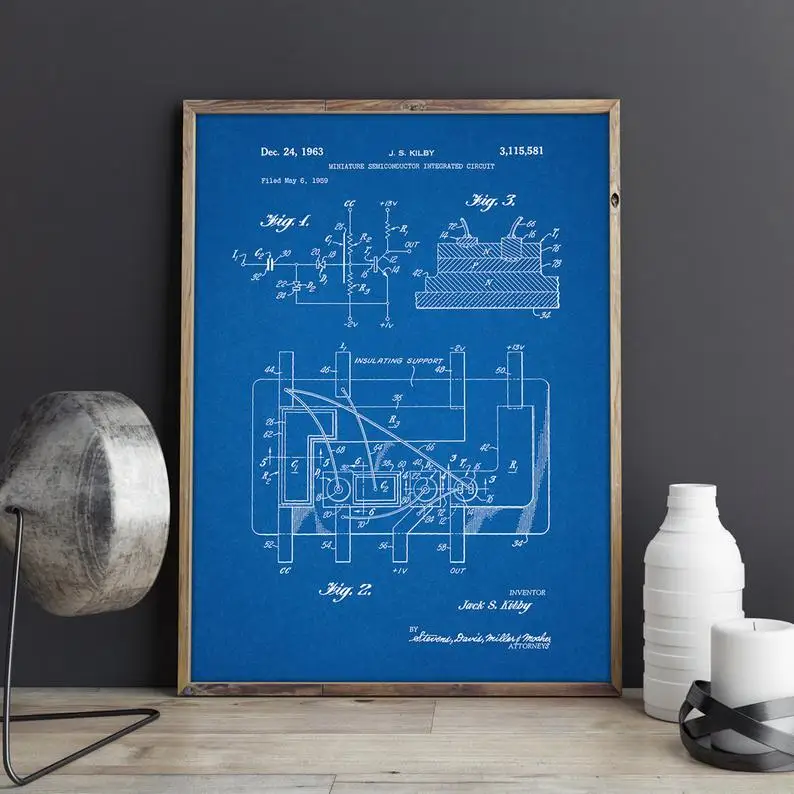 Integrated Circuit, Chip Blueprint, Chip Poster,Circuit Board Patent,Electronic Circuit wall Decorations - Цвет: CP0962