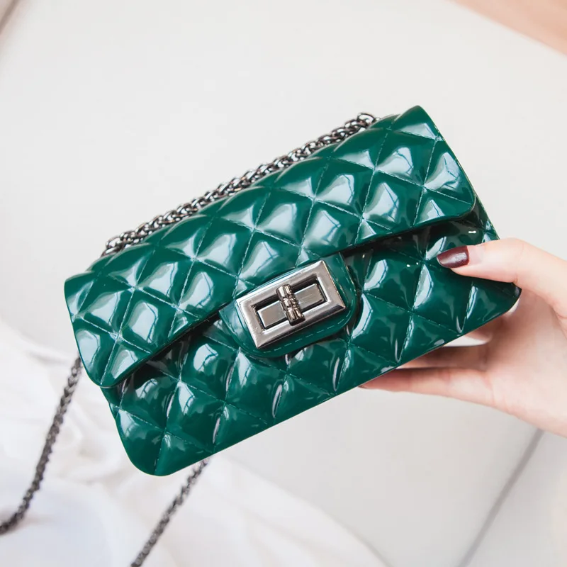 

Candy-Colored Gel Bag Europe And America Graceful Mini Crossbody Bag Rhombus Chain Clutch Spoof Square Sling Bag