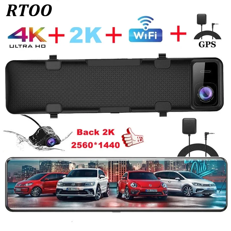 Видеорегистратор UHD 4K 2160P на зеркало заднего вида 12 дюймов 2K 1440P | Автомобили и