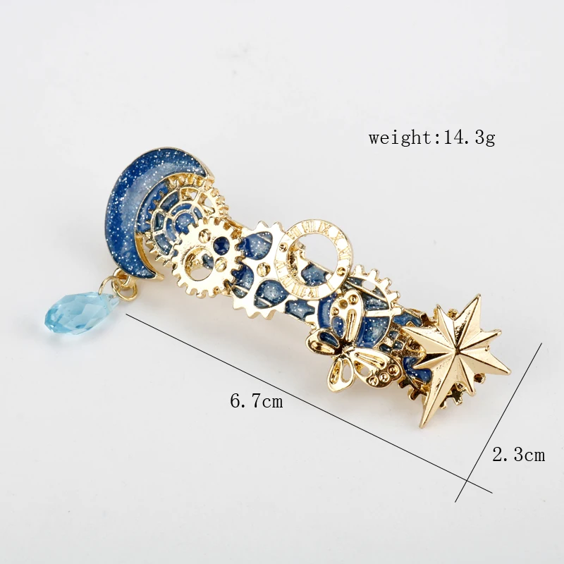 Заколки для волос Blue Galaxy Planet Moon Star Gears, милая заколка с котенком, заколка для волос, женские модные Романтические заколки с драгоценными камнями, аксессуары для волос