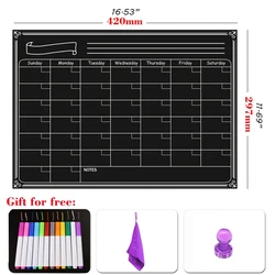 Tableau noir magnétique taille A3 pour enfants, étiquette pour réfrigérateur, calendrier, semaine, mois, calendrier, effacement à sec, tableau pour tableau, Message 