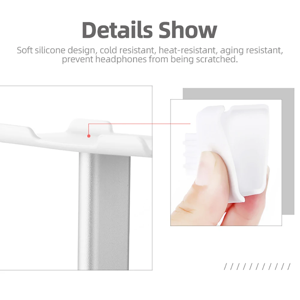 Universal Headphone Stand Anti-slip Base Headsets Holder with Aluminum Metal Soft TUP Earphone Accessories for Mpow H21 H12 H5 (4)