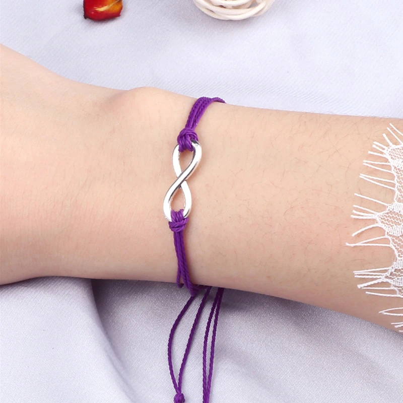 Handmade Infinity Braided Bracelet Black White Adjustable Rope