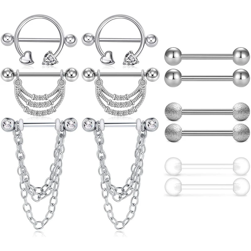 316l Screw Nipple Ring Sexy Clamps Fake Nipple Piercing Set Nip Stainless  Steel Bra Round Shield Body Jewelry 1 Pc