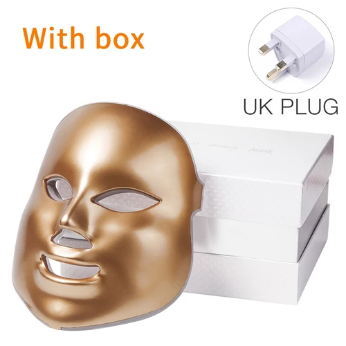 UK Plug with box Foreverlily светодиодный маска для лица 7 цветов светильник Фотон подтяните поры кожи омоложение против акне и морщин терапия салон красоты - Цвет: UK Plug with box