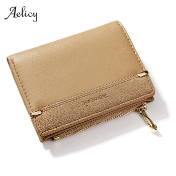 

Aelicy Leather Mini Short Wallet Zipper Brand Designer Slim Wallet Women Card Holder New Bifold Clamps For Money