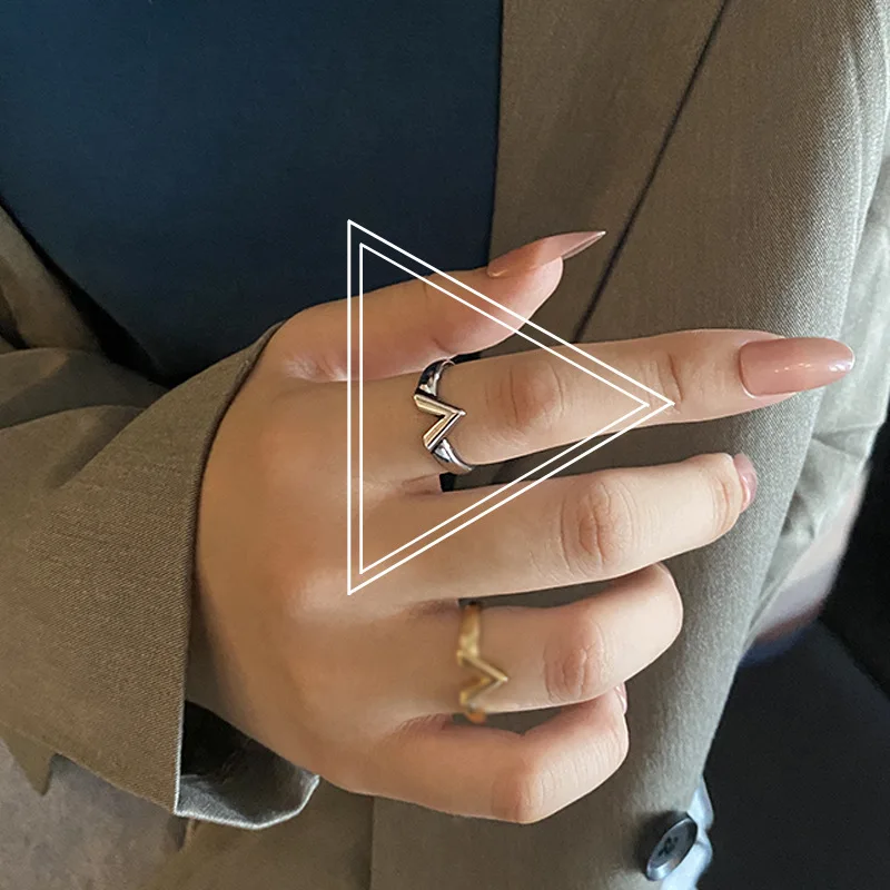 Gold Color Rings LIVVY Silver Color Rings for Women V Shape Gold Color Vintage Wedding Trendy Jewelry Adjustable Antique Delicacy Party Gifts