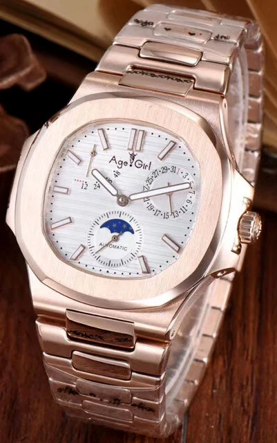 Rose Gold White Роскошные брендовые новые автоматические механические мужские часы Сапфировая Роза Золотые прозрачные стеклянные часы MoonPhase черный синий Daydate синий - Цвет: Rose Gold White