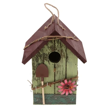

Wooden Hanging Bird House Outdoor Garden Patio Decorative Birds Cottage Feeder Eco-Friendly Crafts