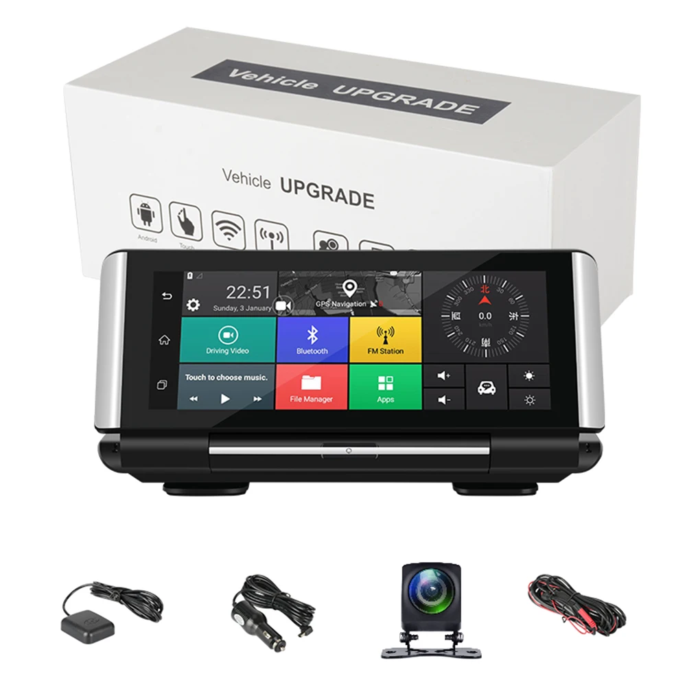 " FHD 1080P Автомобильный видеорегистратор с сенсорным экраном Android Dash Cam gps навигация ADAS видео рекордер двойной объектив с обратной камерой для Bluavido