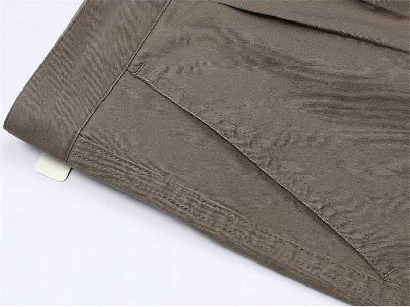 Spring and Summer Thin Men's Casual pants High waist Double Pleated cotton trousers Men's straight Casual large size trousers