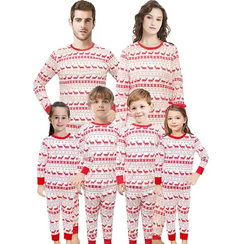 

2019 New Mother Daughter Christmas Print Fawn Home Wear Mother And Baby Girl Matching Family Pajamas Christmas Clothing Set