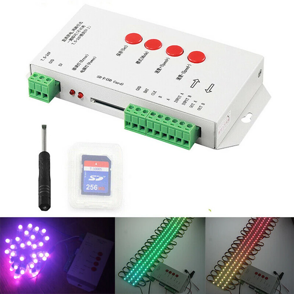 

Light Strip DC5~24V T-1000S SD Card Controller for LPD6803 WS2811 WS2801 8806 led pixel controller full color RGB play video SPI