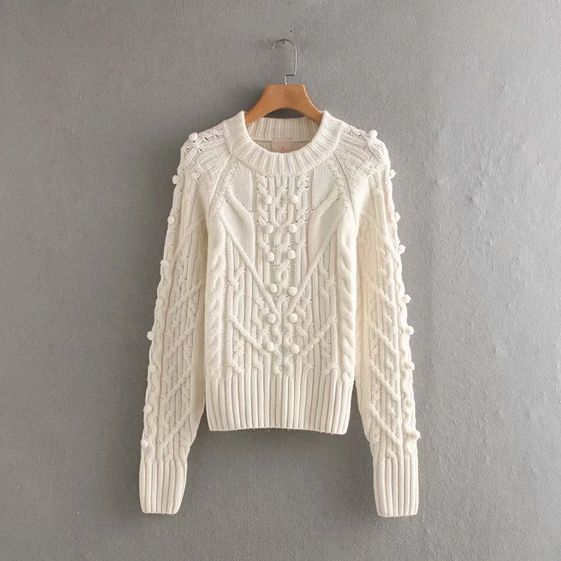 Белый Плетеный вязаный свитер зимний шерстяной свитер с круглым вырезом флуоресцентные Топы женские джемперы - Цвет: white