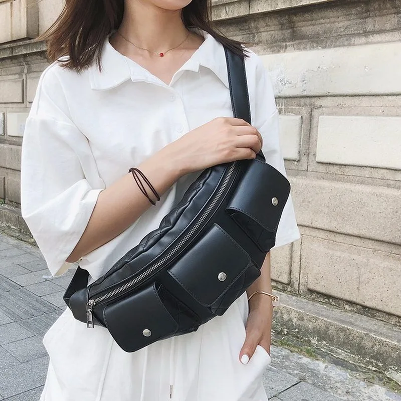 BelaBolso, черная дизайнерская поясная сумка для женщин, сумка-банан, роскошная поясная сумка, сумки на ремне, повседневная нагрудная сумка, Дамская карманная Сумочка, PU HMB761