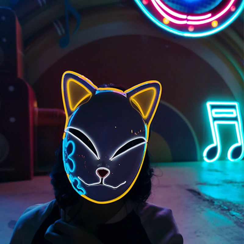 LED Dance Costume Birthday Party Decorations Halloween Carnival Party Costume Decoration Luminous LED Mask Halloween Mask LED Maske Light Up Party Masks for Glow