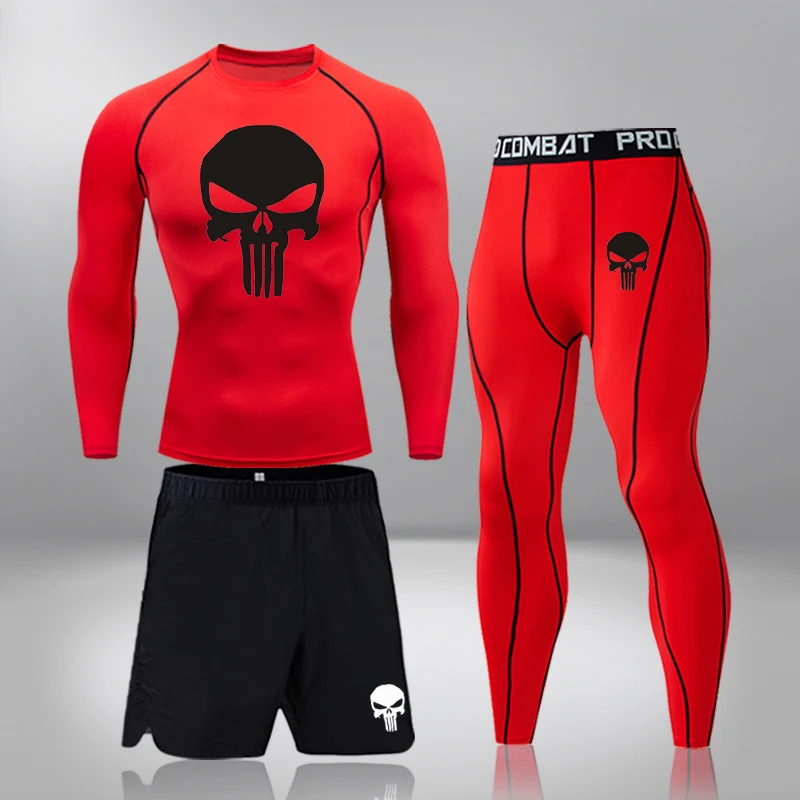Gym Fitness Clothes Running Jogging Sport Wear Workout Tights Compression Sports Suit 3 Pcs/Set Mens Thermal Underwear 3