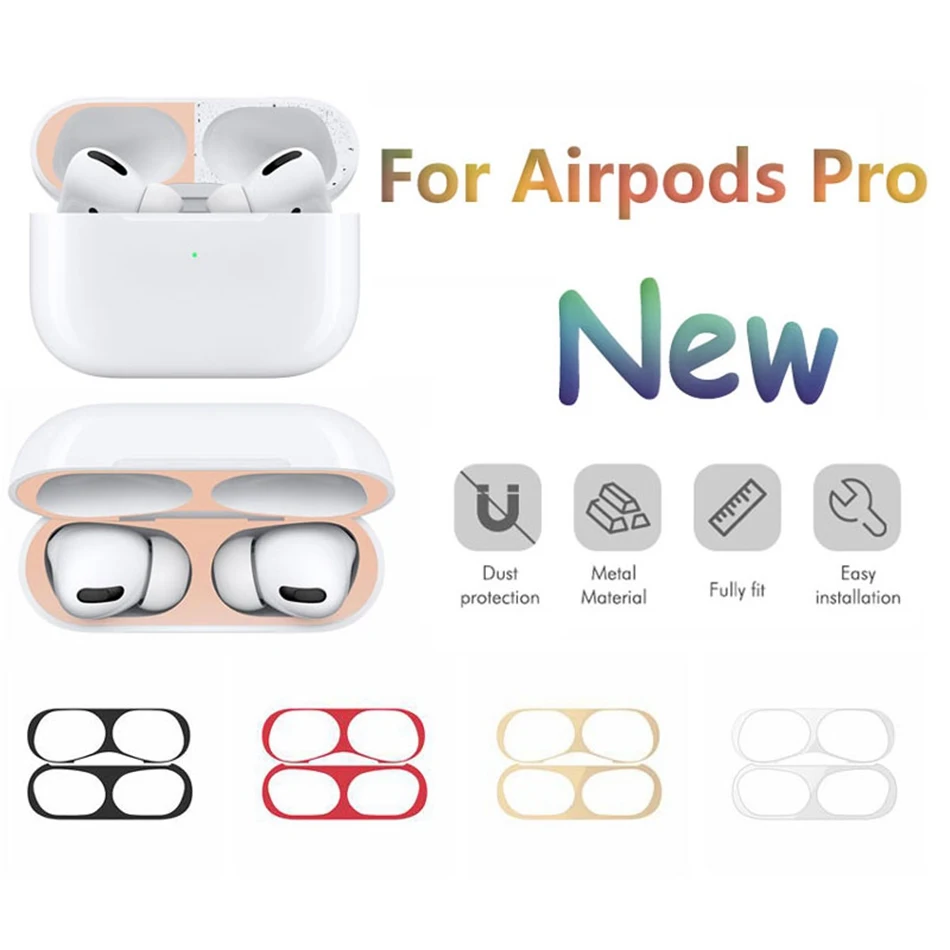 Металлическая крышка для Airpods Pro защита от пыли наклейка для Apple Air Pods 3 Чехол Защита от пыли Защитная наклейка защита кожи Аксессуары