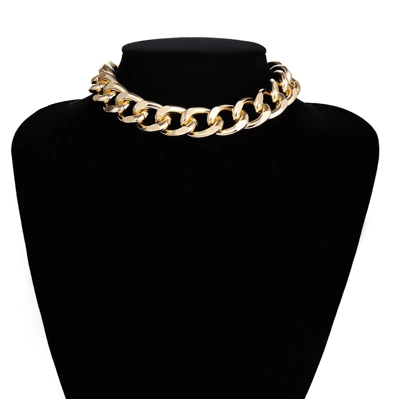 Массивная серебряная с золотом цепь ожерелье для женщин хип-хоп панк короткая цепь ожерелье Короткие Чокеры женские модные колье ожерелье s