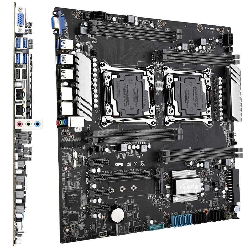 JINGSHA X99 двойной комплект материнской платы с 2шт E5 2678V3 и 8*32 Гб ddr4 ecc reg 2400 МГц RAM