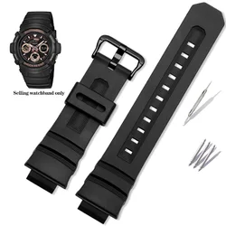 Waterproof Men's Black Silicone Rubber Watchband Strap - 16mm (Black - black buckle)