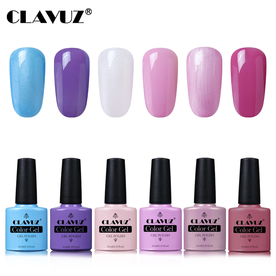 CLAVUZ 6 шт. набор УФ гель лак для ногтей светодиодный чистый цвет маникюрный лак стойкий Блестящий впитывающий лак для ногтей - Цвет: 024