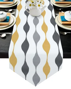 

Geometric Stripes Golden Table Runner Wedding Table Decor Flower Cake Tablecloth and Placemat Christmas Decor