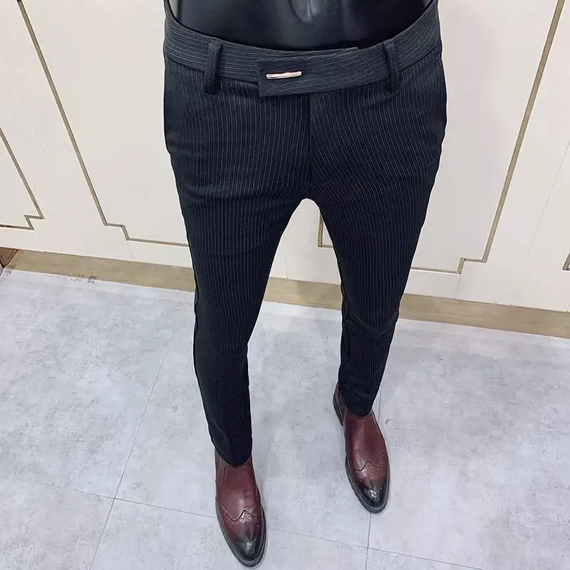 Moda A Righe Pantaloni Dell'abito Uomo Slim Fit Stretto caviglia Pantaloni  sociali Ufficio Uomini Del Partito Pantaloni Degli Uomini di Affari Slim  Fit Vestito pantaloni|Suit Pants| - AliExpress
