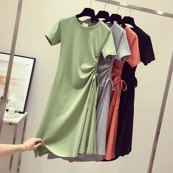 

Daily suit OLWPIRNCESS 2020 New Style Waist Hugging Slim Korean Style Student T-shirt Dress