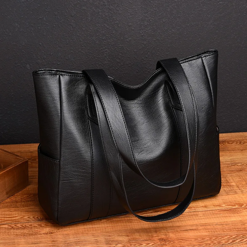 Women Shoulder Bag  Handbags Large Capacity Soft Leather Tote Bags Retro Designer 2024 Female Pu Commute Fashion Messenger Bags - 2