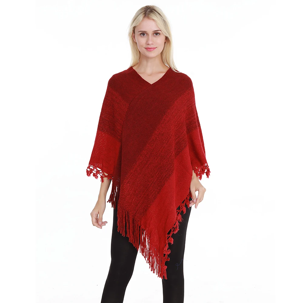 Новинка, женское Модное пончо, хлопковый шарф, Дамская шаль, цветное сшитое пончо для женщин, пуловер
