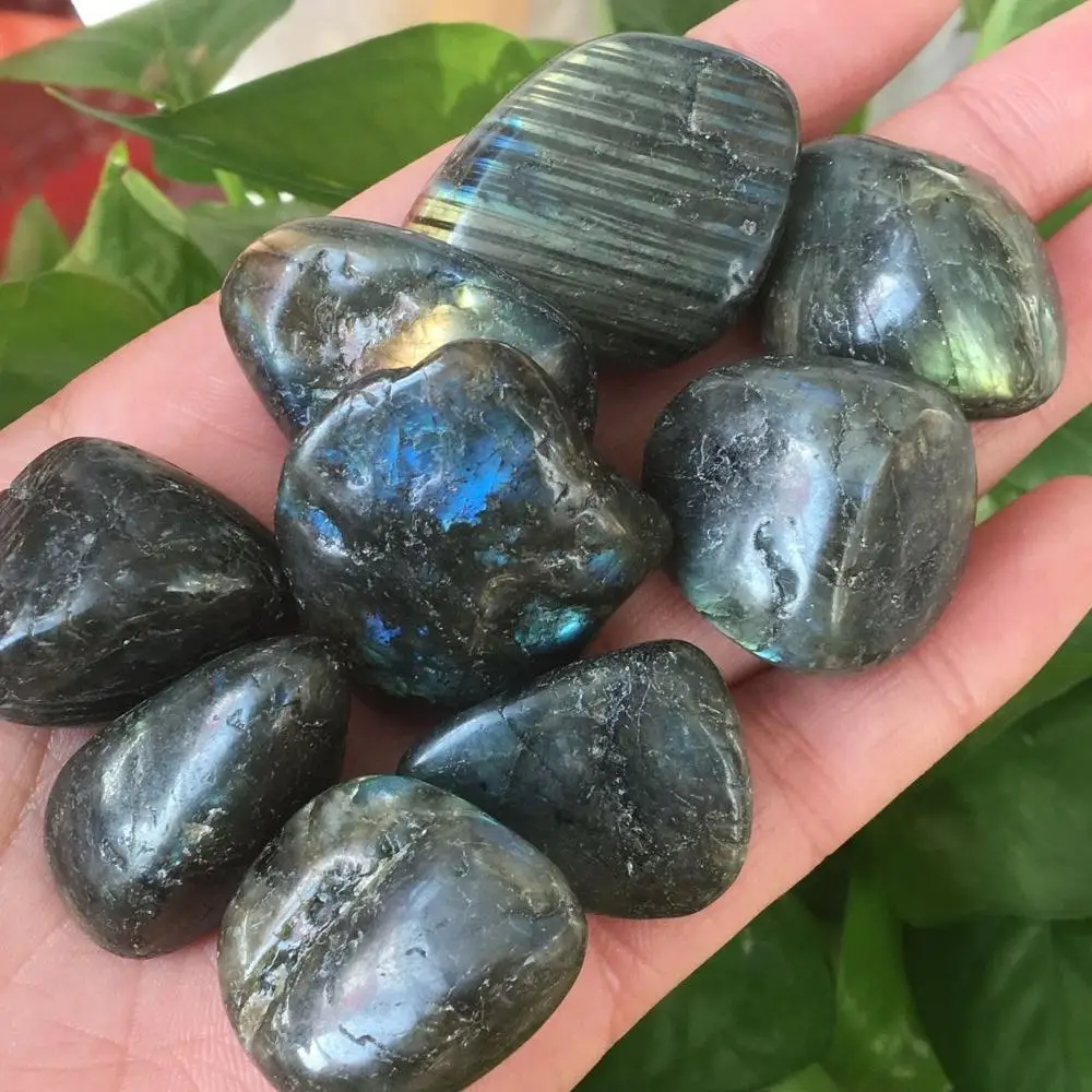 Labradorite Pierre de paume-4 pièces Pierre de Quartz Labradorite