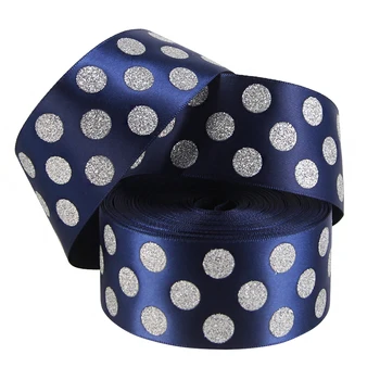 

38mm Glitter Dot Print Grosgrain Ribbon Fabric DIY Wrapping/Party/Hair Bow Decoration Art Sewing,50Yc3007